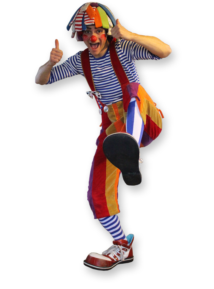 Bonkers the clown multi skilled clown entertainer The Joker Entertainment providing circus entertainment, circus skills, stilt walking, balloon modelling, participation activity's and face painting in the Midlands, Nottinghamshire, Yorkshire, Leicestershire, Lincolnshire