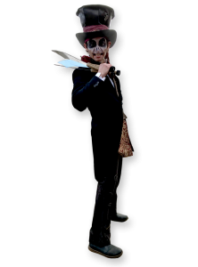 Halloween character from The Joker Entertainment providing circus entertainment, circus skills, stilt walking, balloon modelling, participation activity's and face painting in the Midlands, Nottinghamshire, Yorkshire, Leicestershire, Lincolnshire, Chesterfield, Wingerworth, Matlock, Derbyshire
